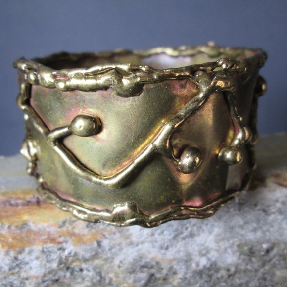 Molten Metal Bronze Bracelet Liquid Lightning Cuff - Picture 6 of 8